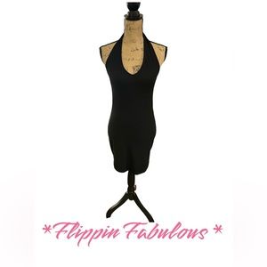 Forever 21 Black Halter Sleeveless Bodycon Dress size medium